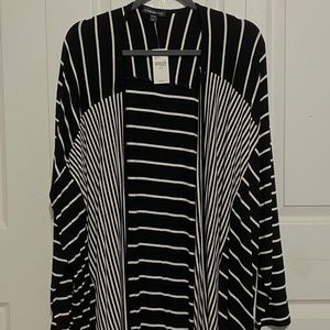 Black and white striped Drape knit sweater